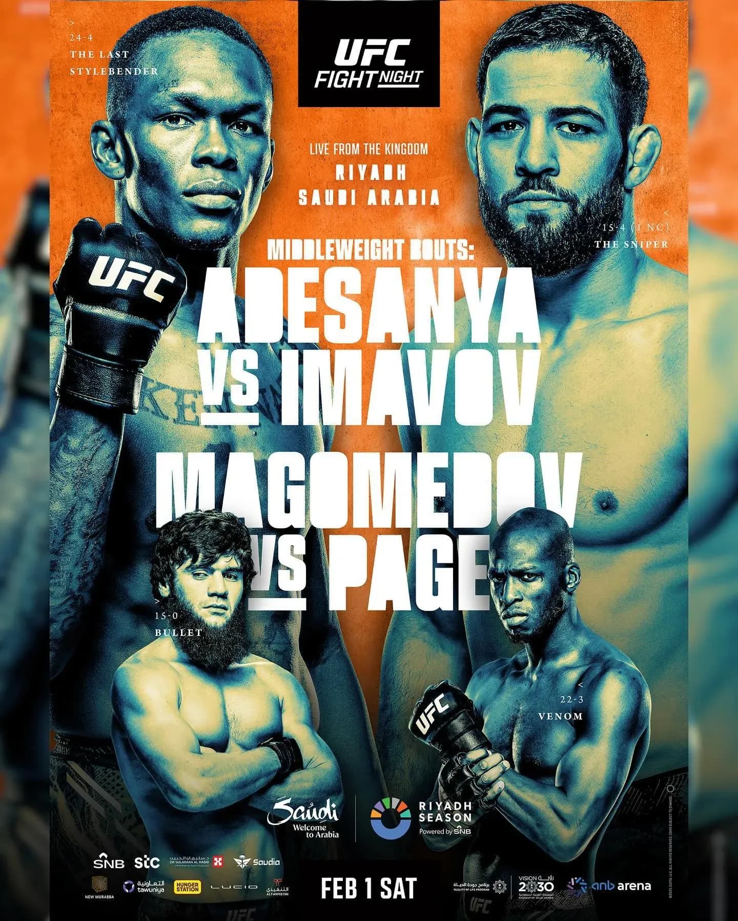 We take a look at the UFC Saudi Arabia main card ahead of Saturday's fights.