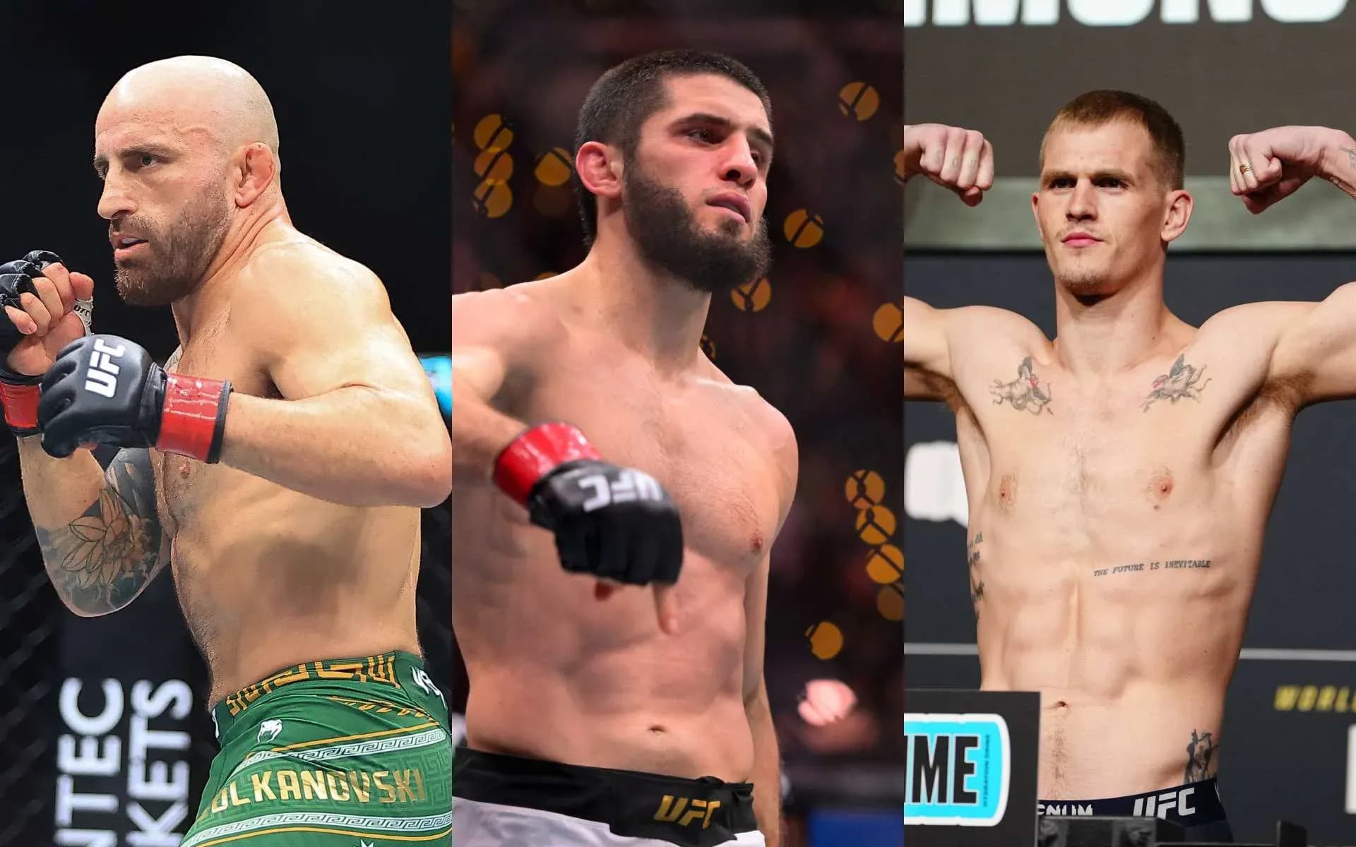 Alexander Volkanovski, Islam Makhachev and Ian Machado Garry