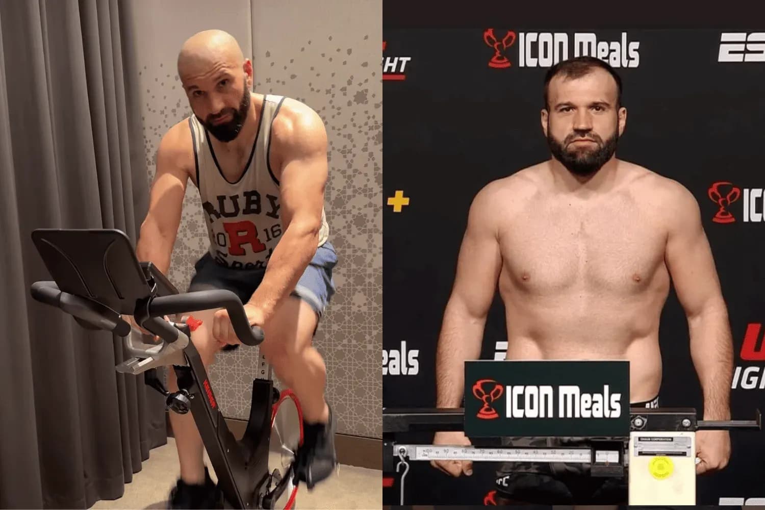 Azamat Murzakonov after his transformation (left) and before his transformation (right)