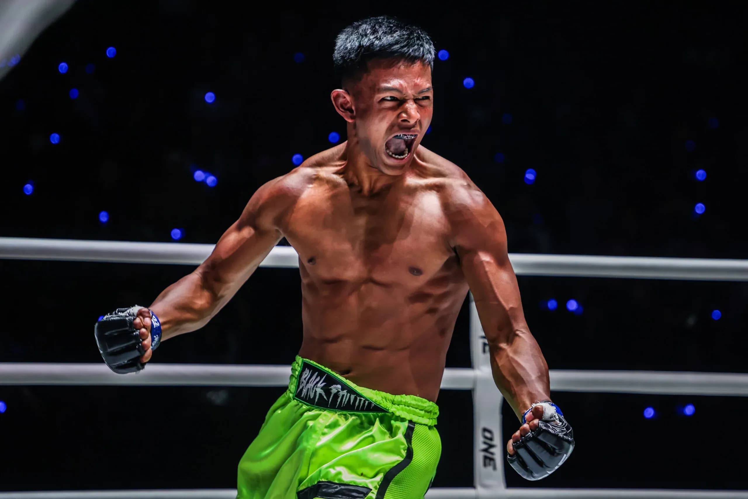Muay Thai star Black Panther is pumped up in the ring