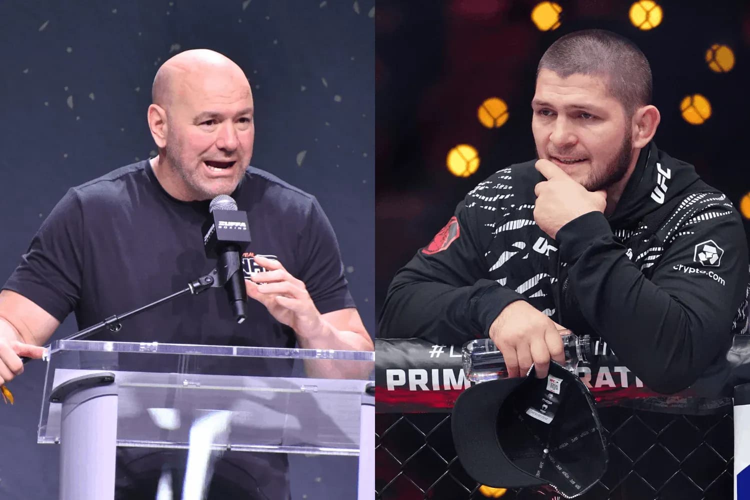 Dana White (left) and Khabib Nurmagomedov (right)