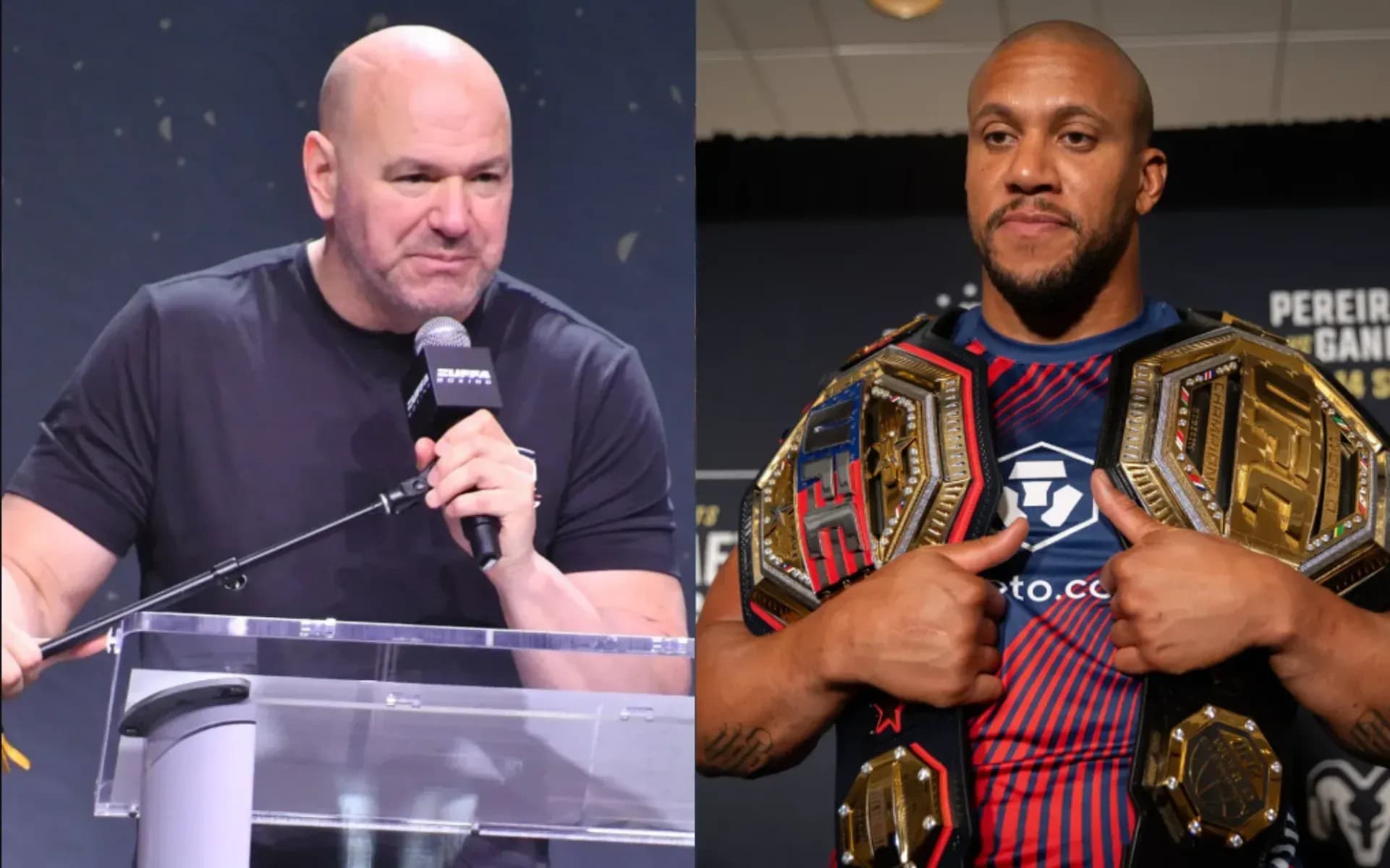 Dana White and Ciryl Gane
