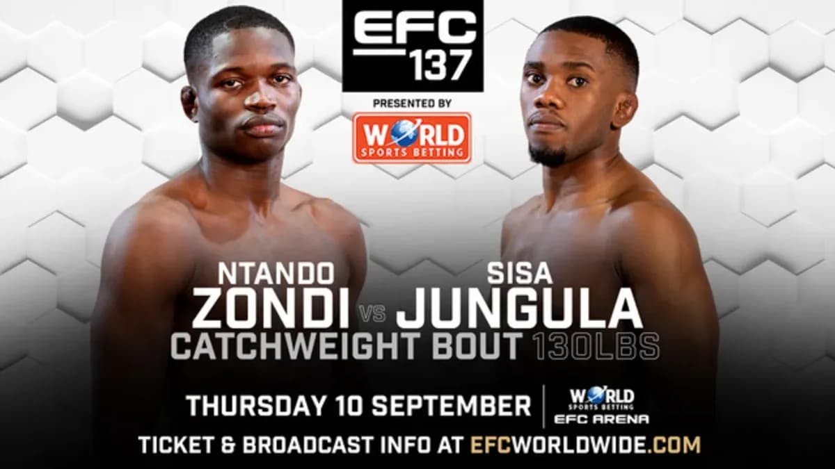 EFC 137 graphic of Ntando Zondi and Sisa Jungula's catchweight bout