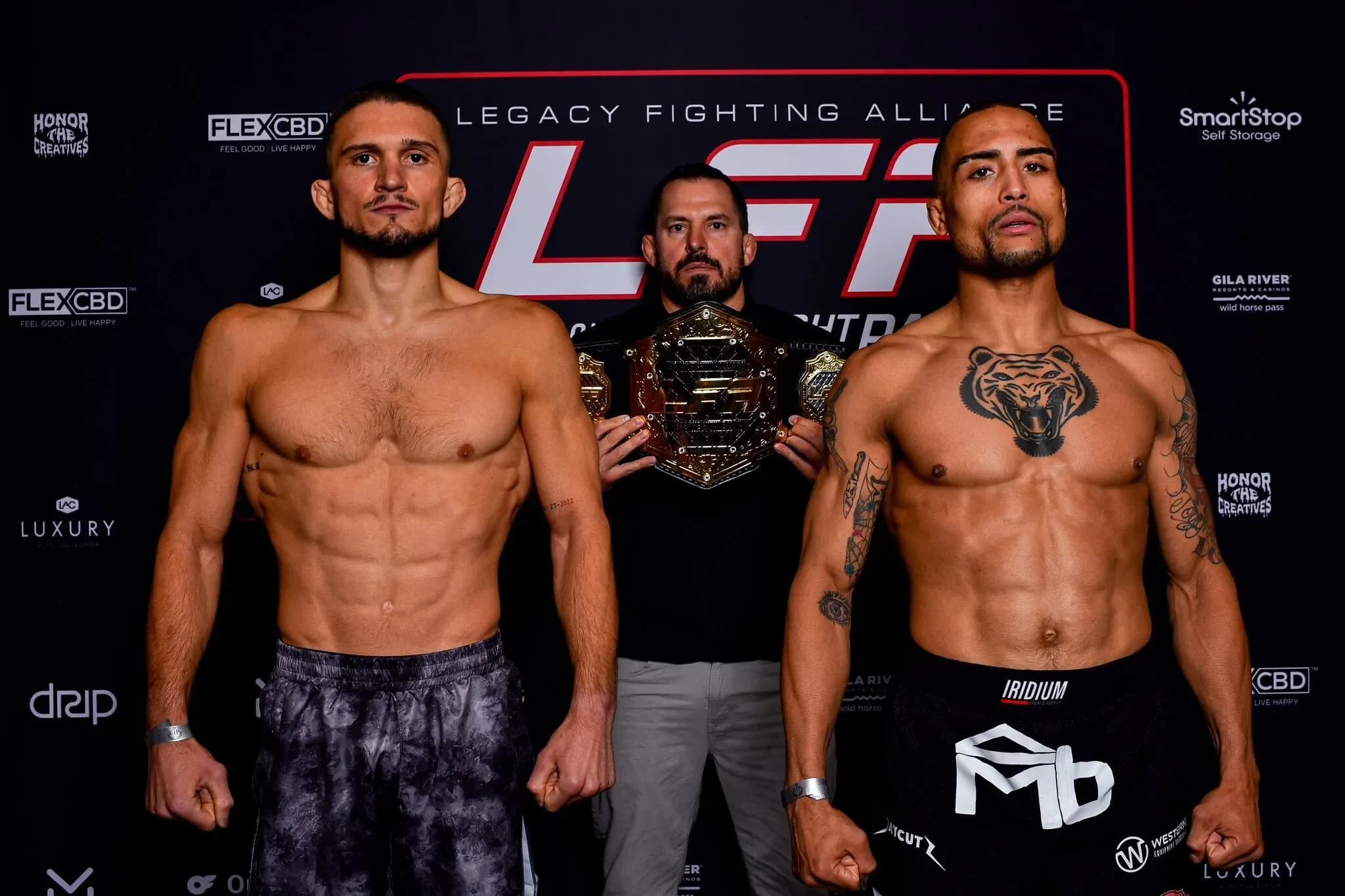 Jean-Paul Lebosnoyani faces off with Jacobi Jones ahead of their title fight at LFA 158.