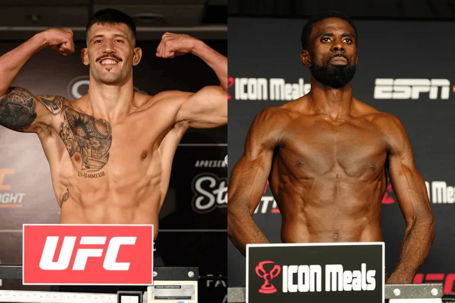 Joel Alvarez and Chidi Njokuani posing at ceremonial weigh-ins