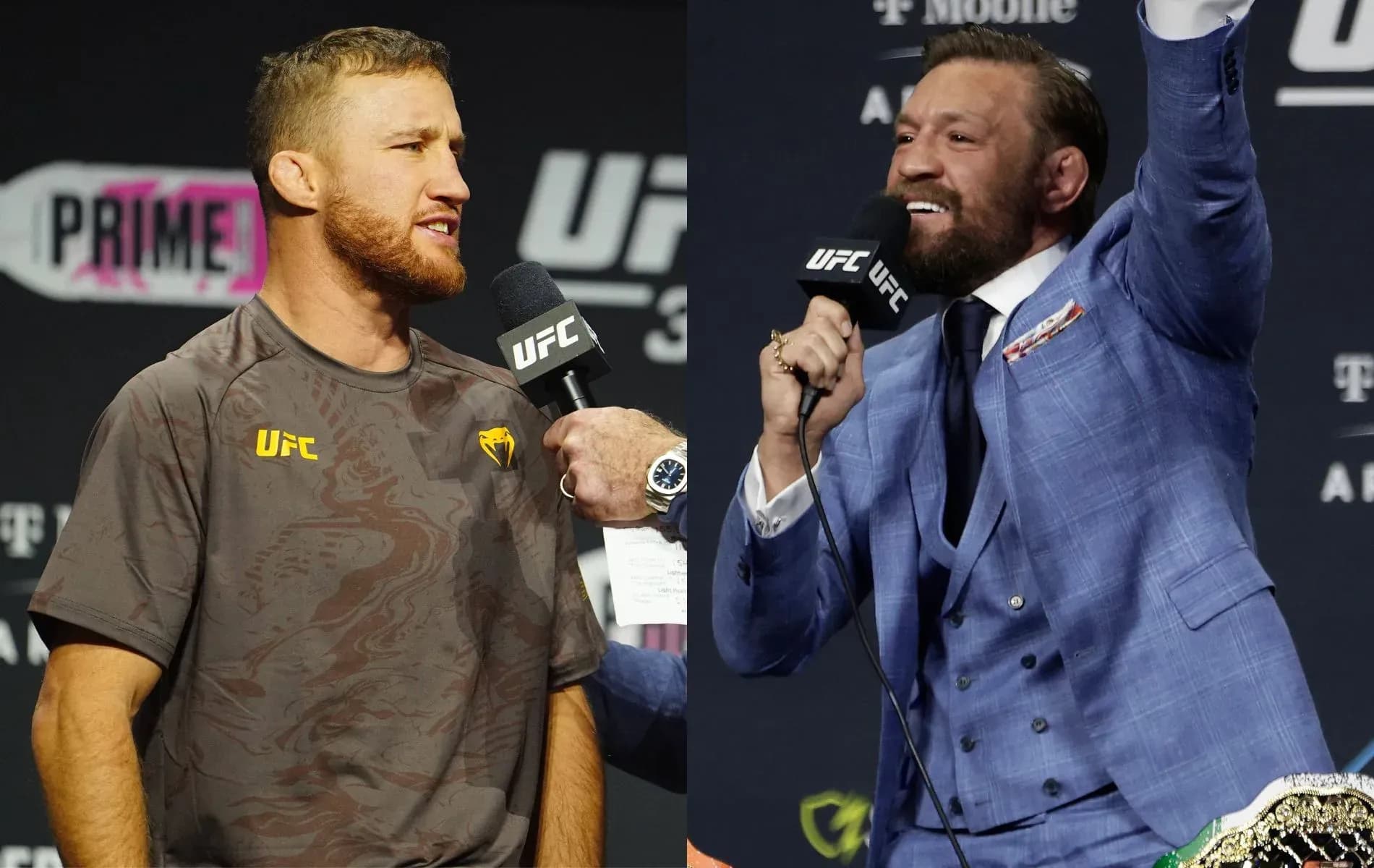 Justin Gaethje (left) wants Conor McGregor (right) fight over former opponents