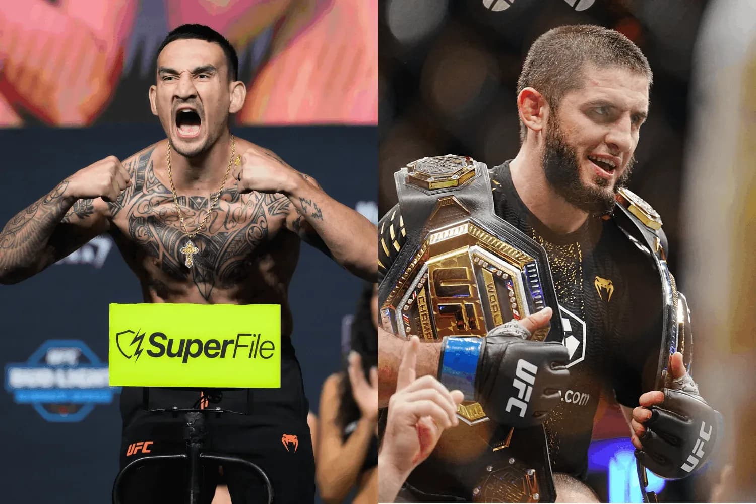Max Holloway (left), and Islam Makhachev (right)