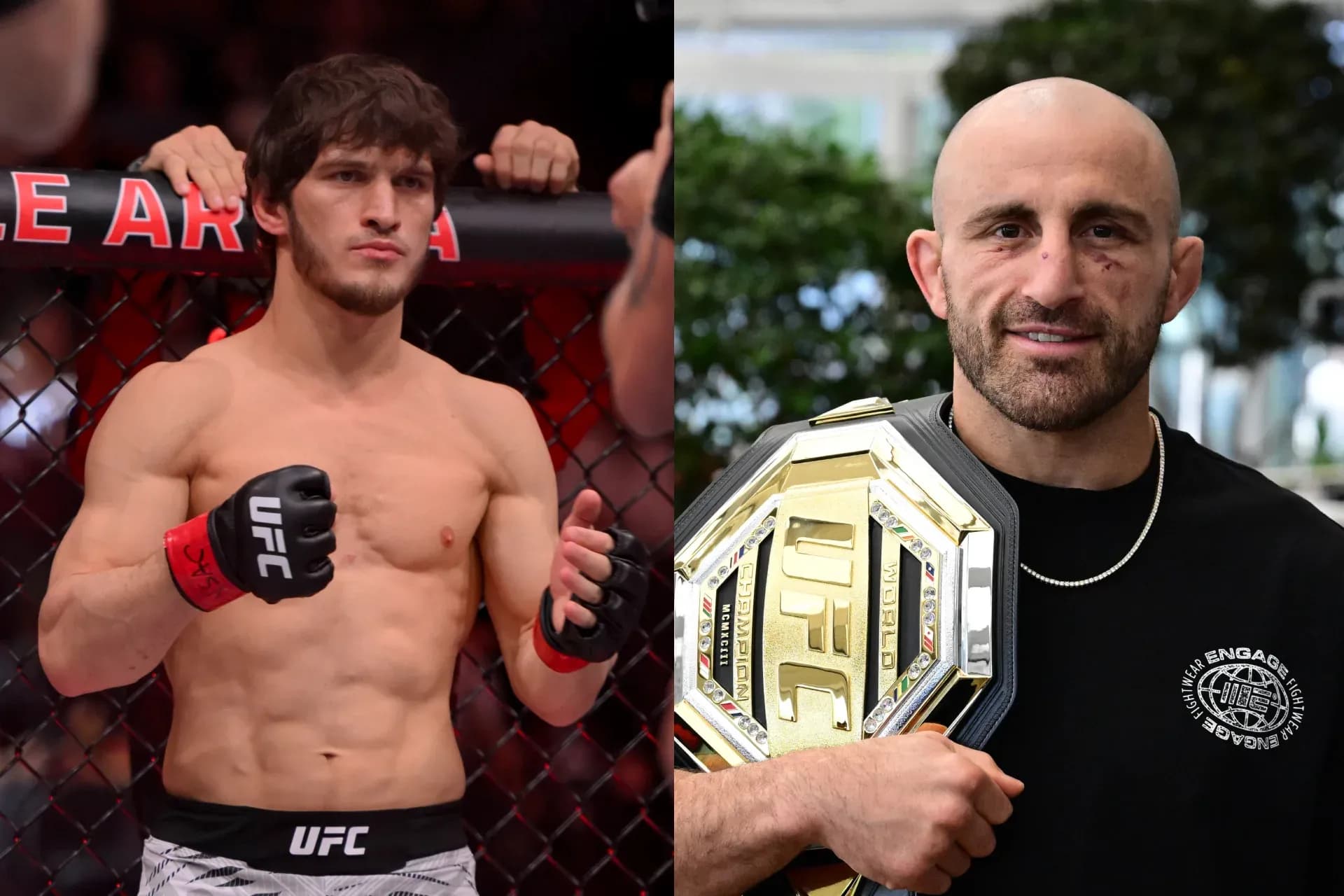 Movsar Evloev and Alexander Volkanovski 