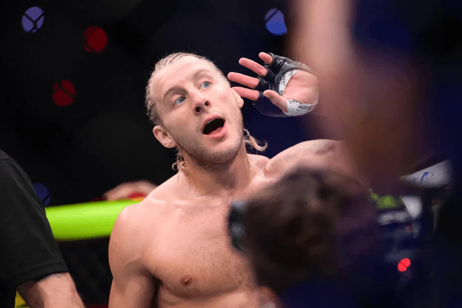 Paddy Pimblett in the octagon for his post-fight interview