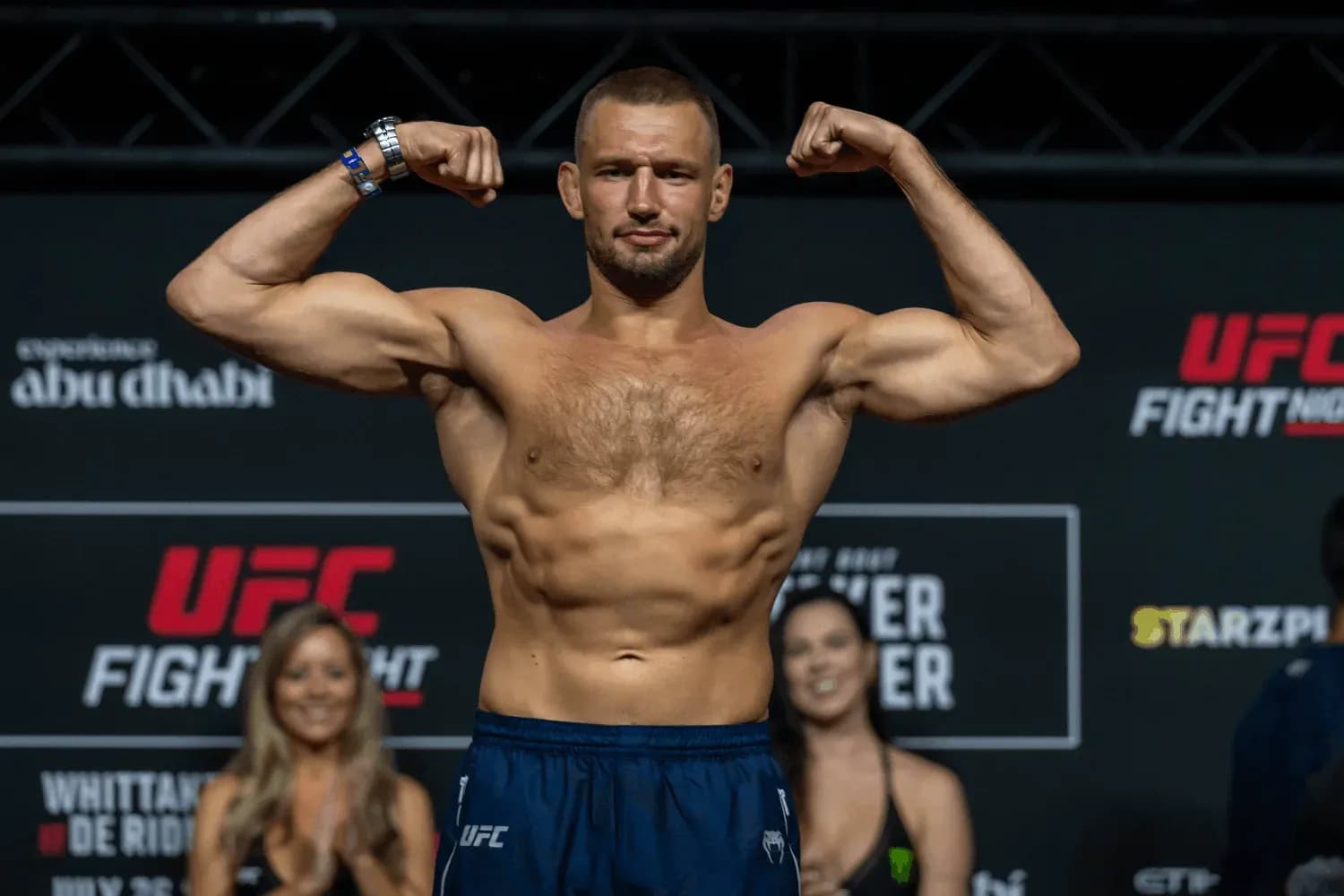 Reinier de Ridder poses on the scale during the UFC Fight Night