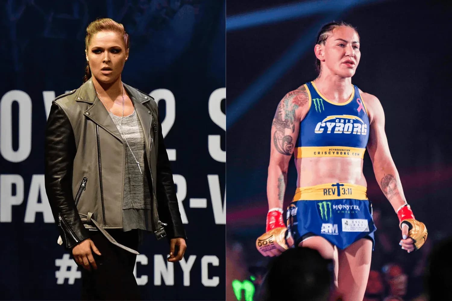 Ronda Rousey (left) and Cris Cyborg (right)