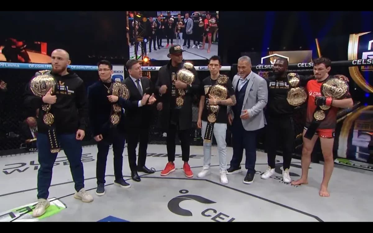 PFL Champions pose with their belts