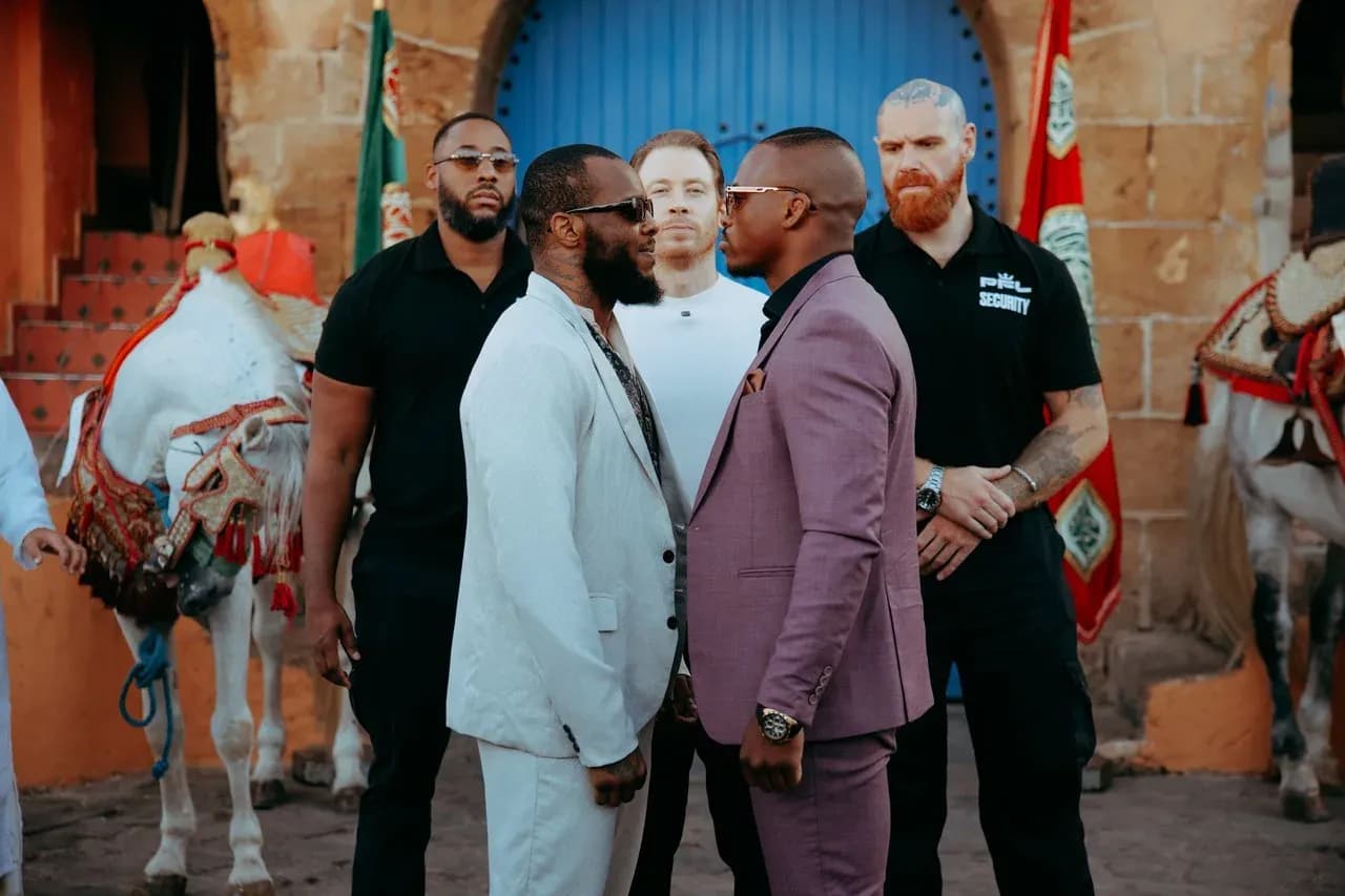 Image of Shido Boris Esperança and Peace Nguphane facing off ahead of PFL Africa: Morocco