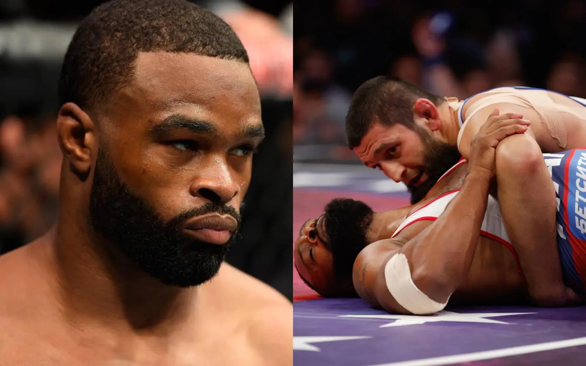 Tyron Woodley and Khamzat Chimaev wrestled at RAF Moscow 