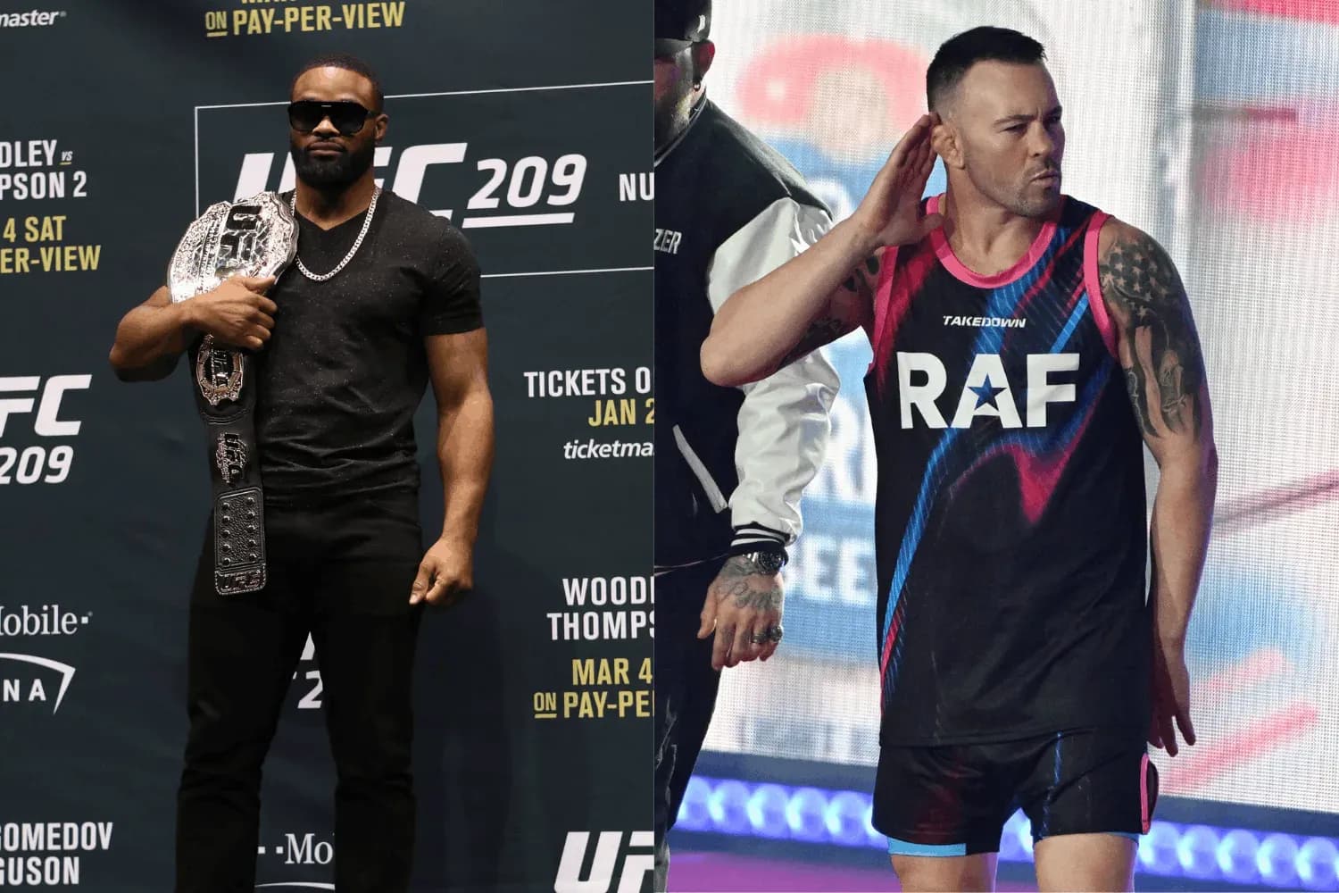 Tyron Woodley (left) and Colby Covington (right)