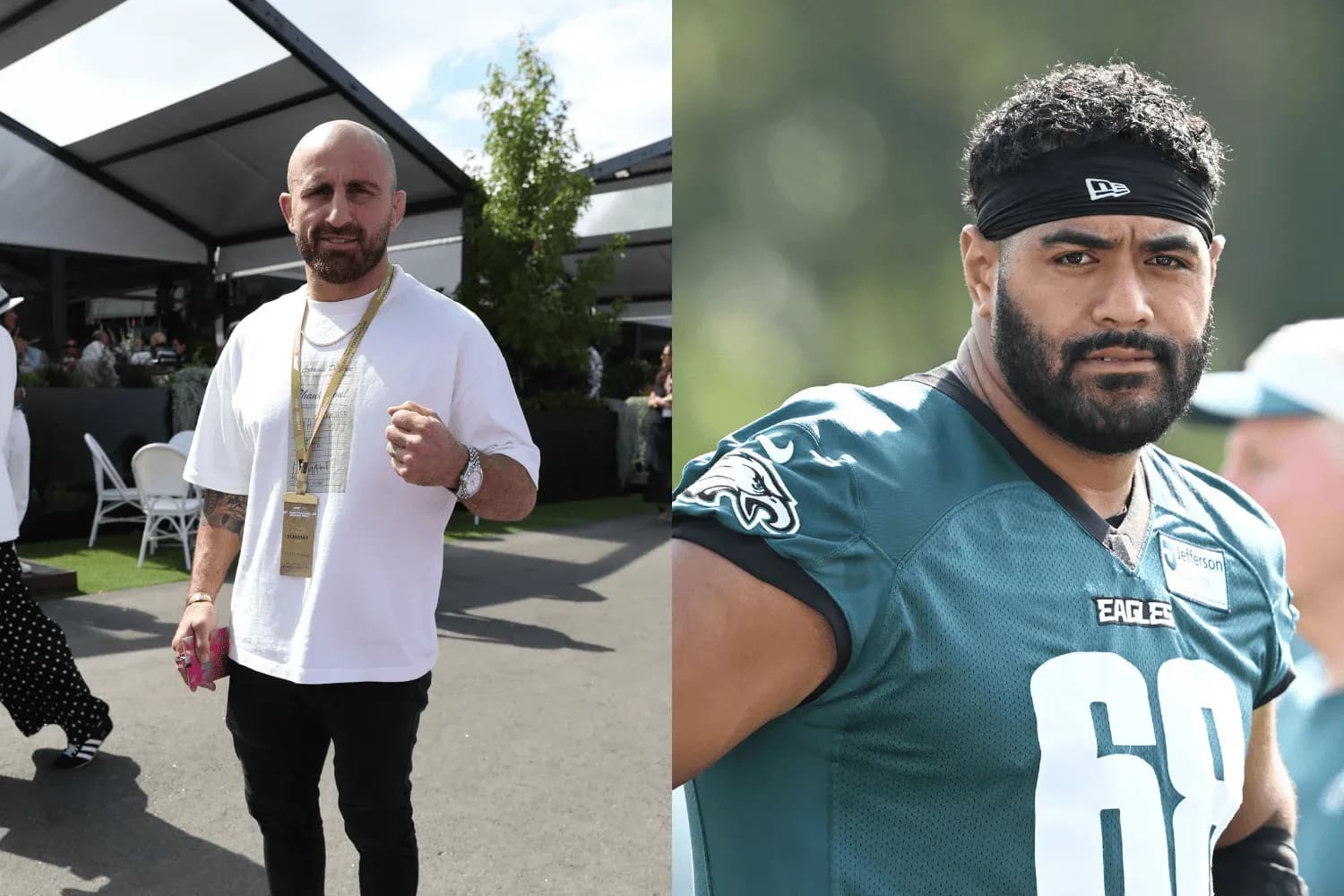 Alexander Volkanovski (left) and Jordan Mailata (right)