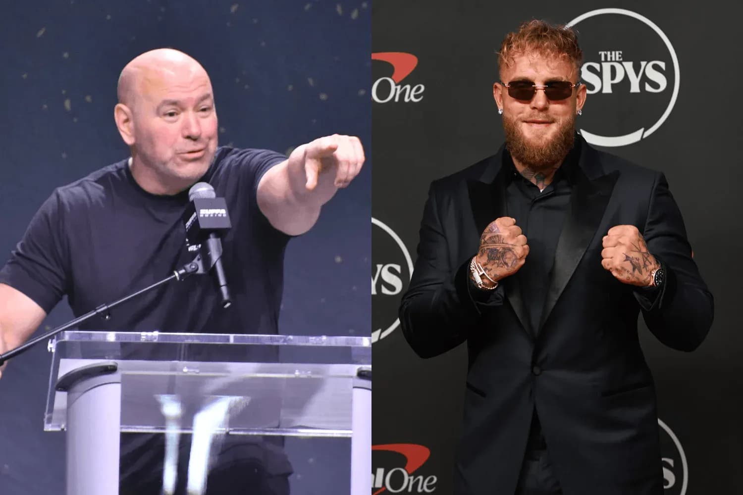 Dana White (left) and Jake Paul (right)