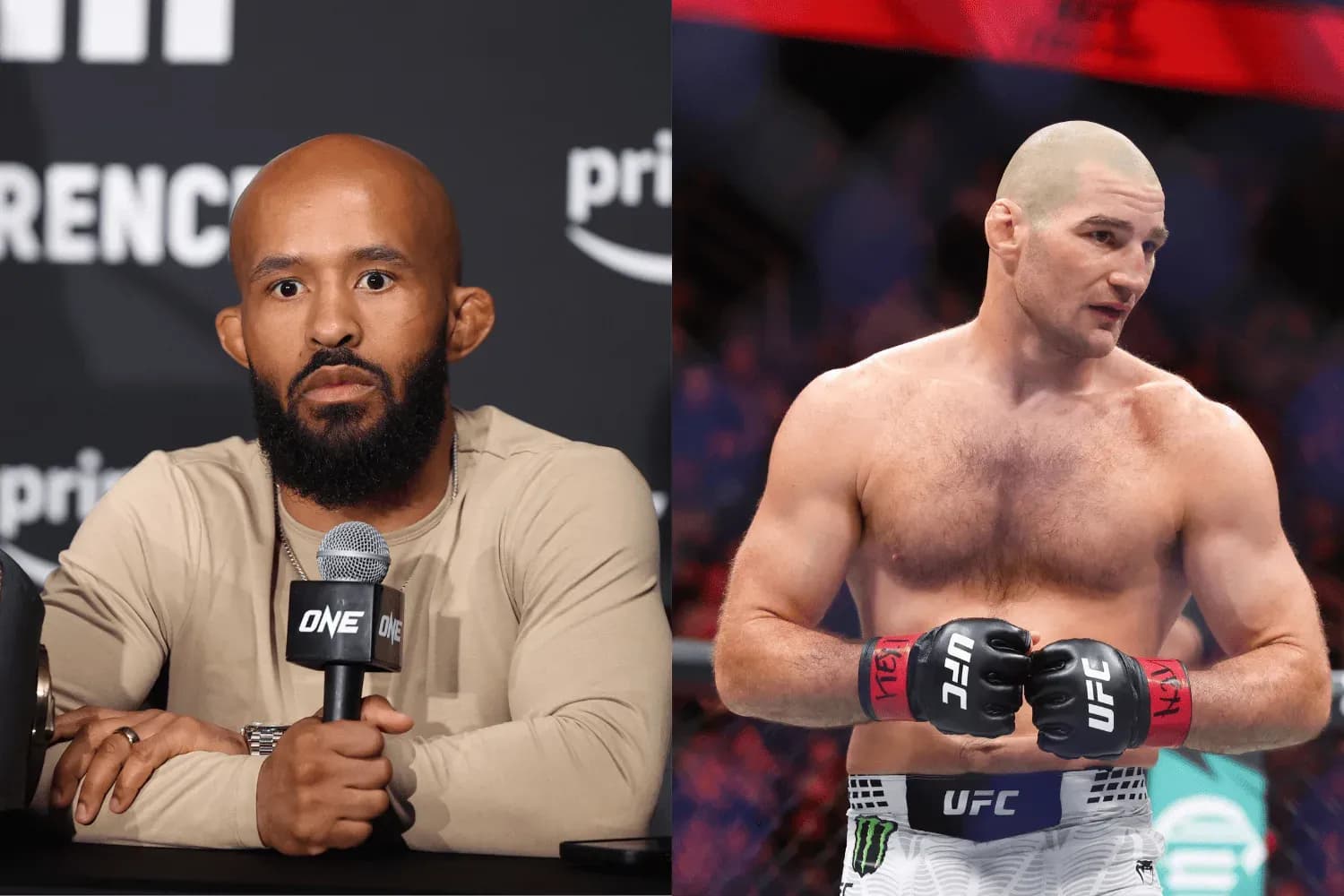 Demetrious Johnson (left) and Sean Strickland (right)