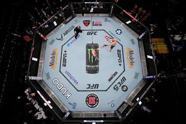 Fighters touching gloves at UFC 296