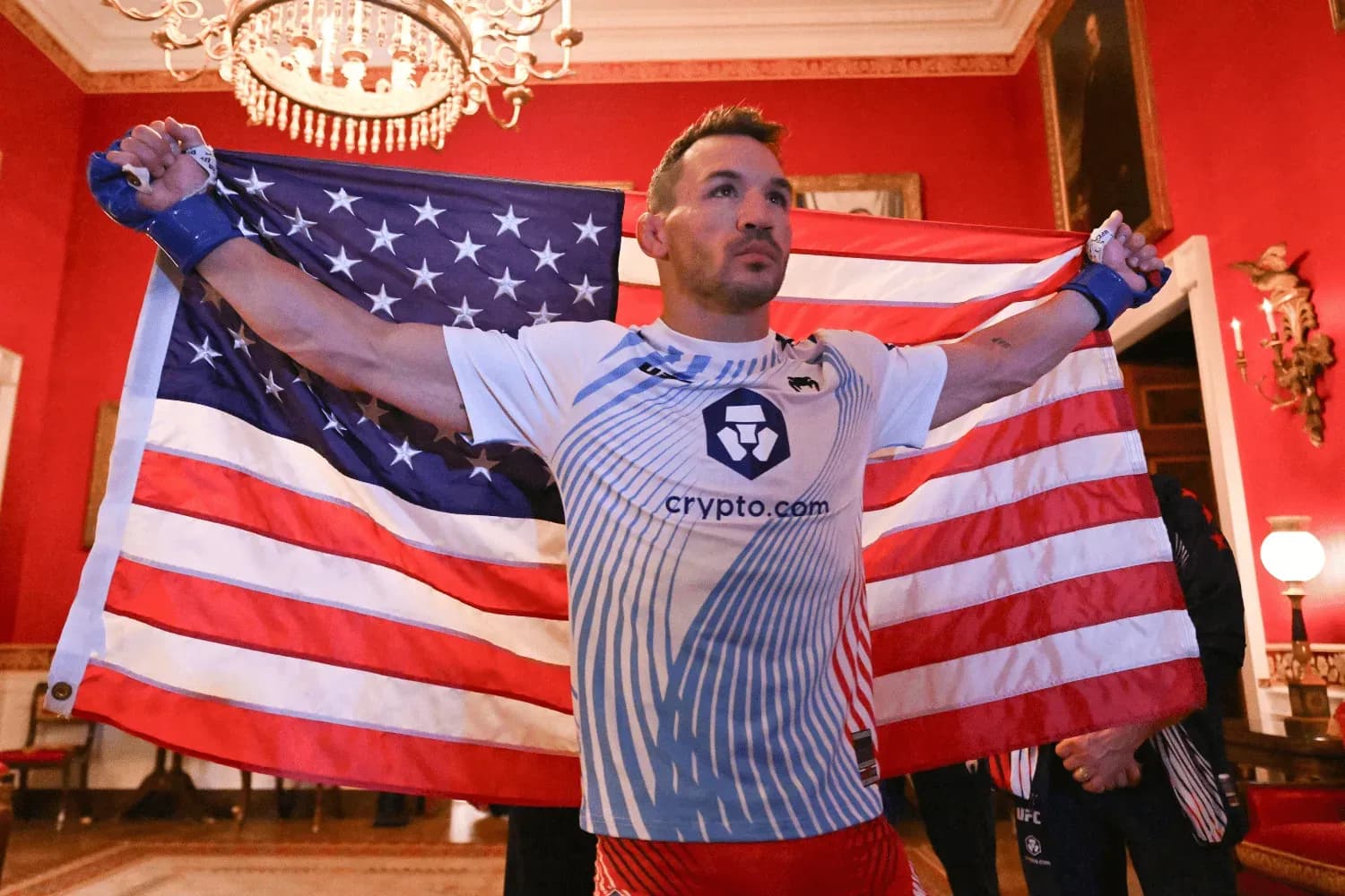 Michael Chandler stands in the Red Room of the White House before his lightweight bout against Brazils Mauricio Ruffy during UFC Freedom 250