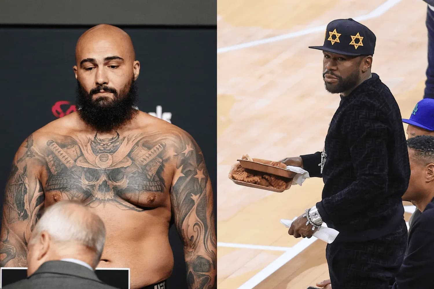 Sean Sharaf (left) and Floyd Mayweather (right)