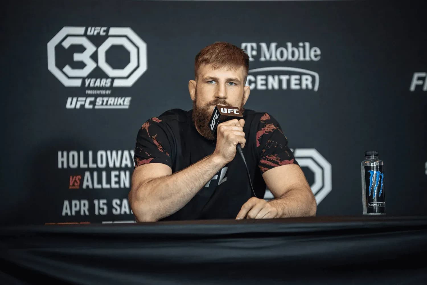 Tanner Boser addresses the media ahead of his fight at UFC Fight Night Kansas City