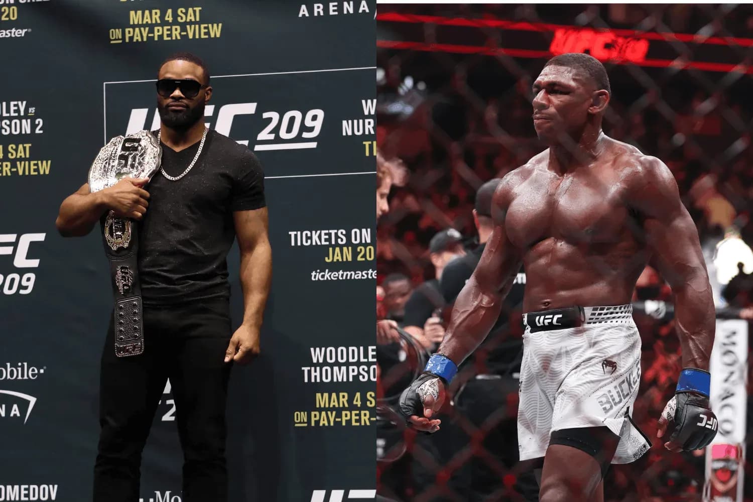 Tyron Woodley (left) and Joaquin Buckley (right)