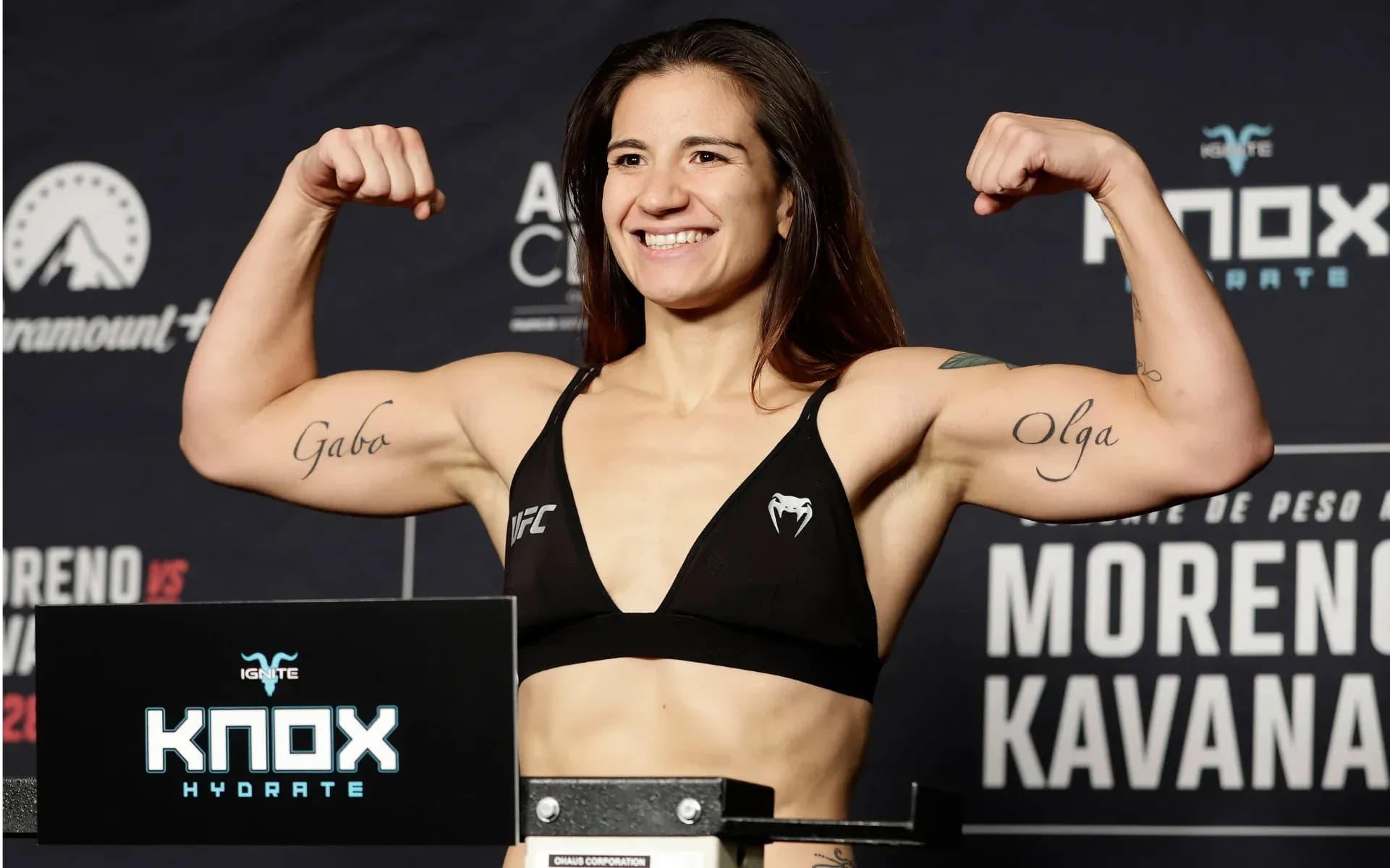 February 27, 2026, Mo Xico D.F, Cdmx, Mexico: AILIN PEREZ poses during the Official Weigh-Ins prior to her bout at UFC Mexico at the Arena CDMX in Mexico City. Mo Xico D.F Mexico - ZUMAs346 20260227_zsp_s346_013 Copyright: xAlejandroxSalazarx