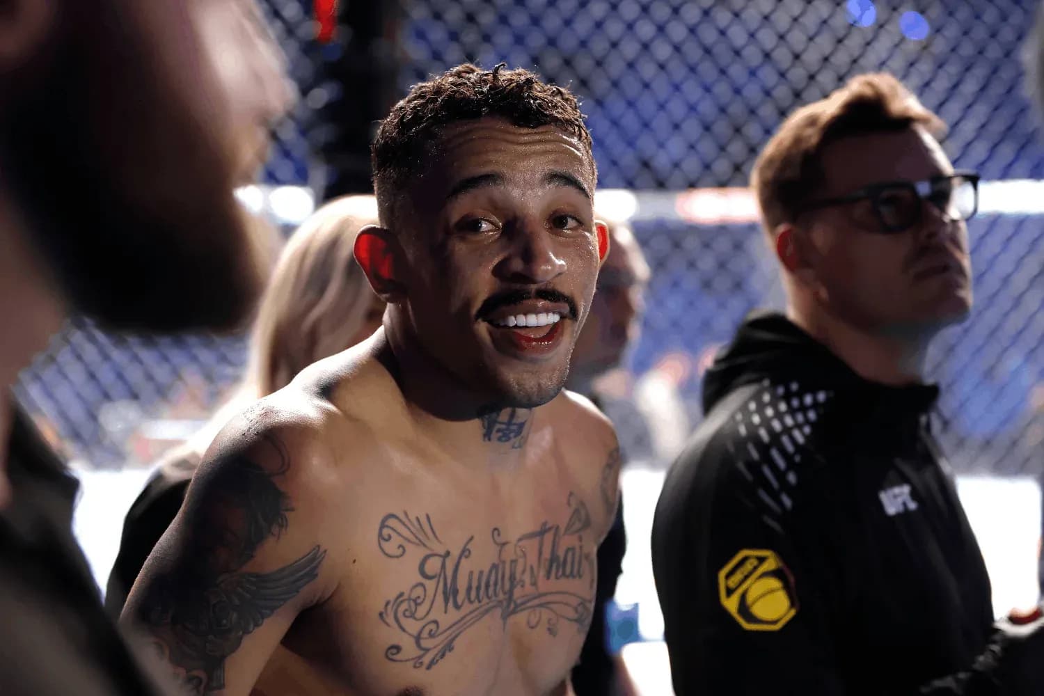 Carlos Prates leaving the octagon