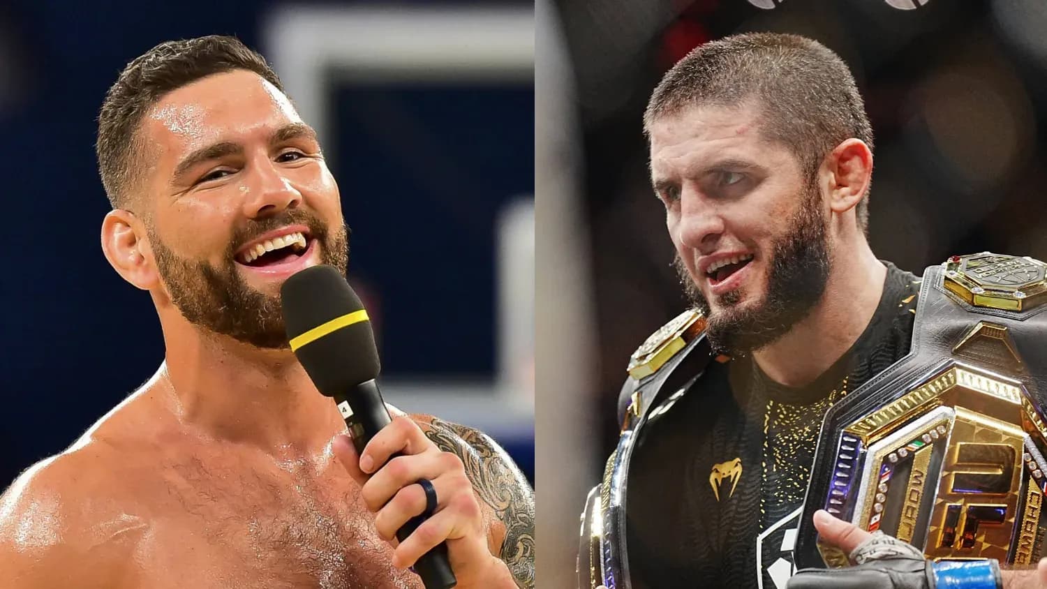Chris Weidman (R) and Islam Makhachev (L)