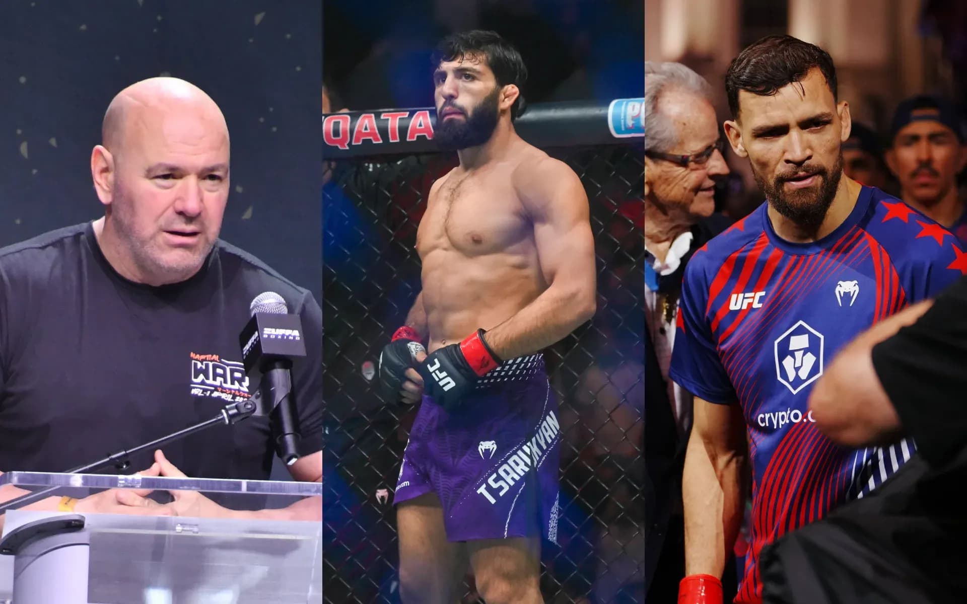 Dana White, Arman Tsarukyan, and Mauricio Ruffy