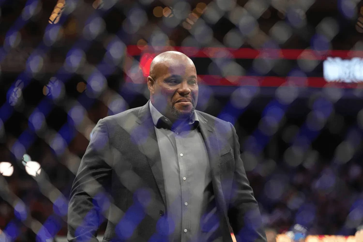 Daniel Cormier steps into the octagon to conduct the post-fight interview