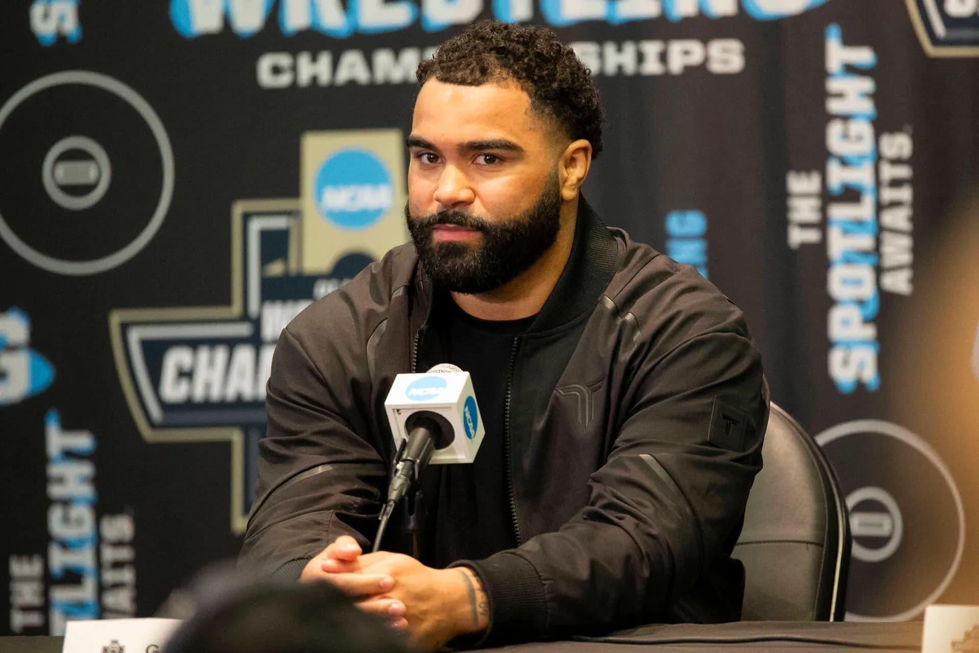 Gable Steveson pulls off a Jon Jones-inspired face-off gesture only for fans to tear it down.