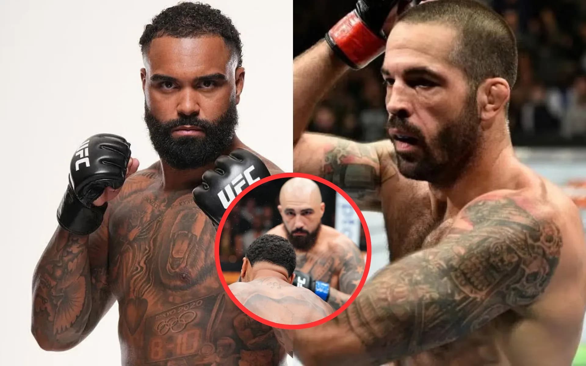 Matt Brown (right) has made a case in favor of Gable Steveson (left, left inset) after his loss to Sean Sharaf (right inset).