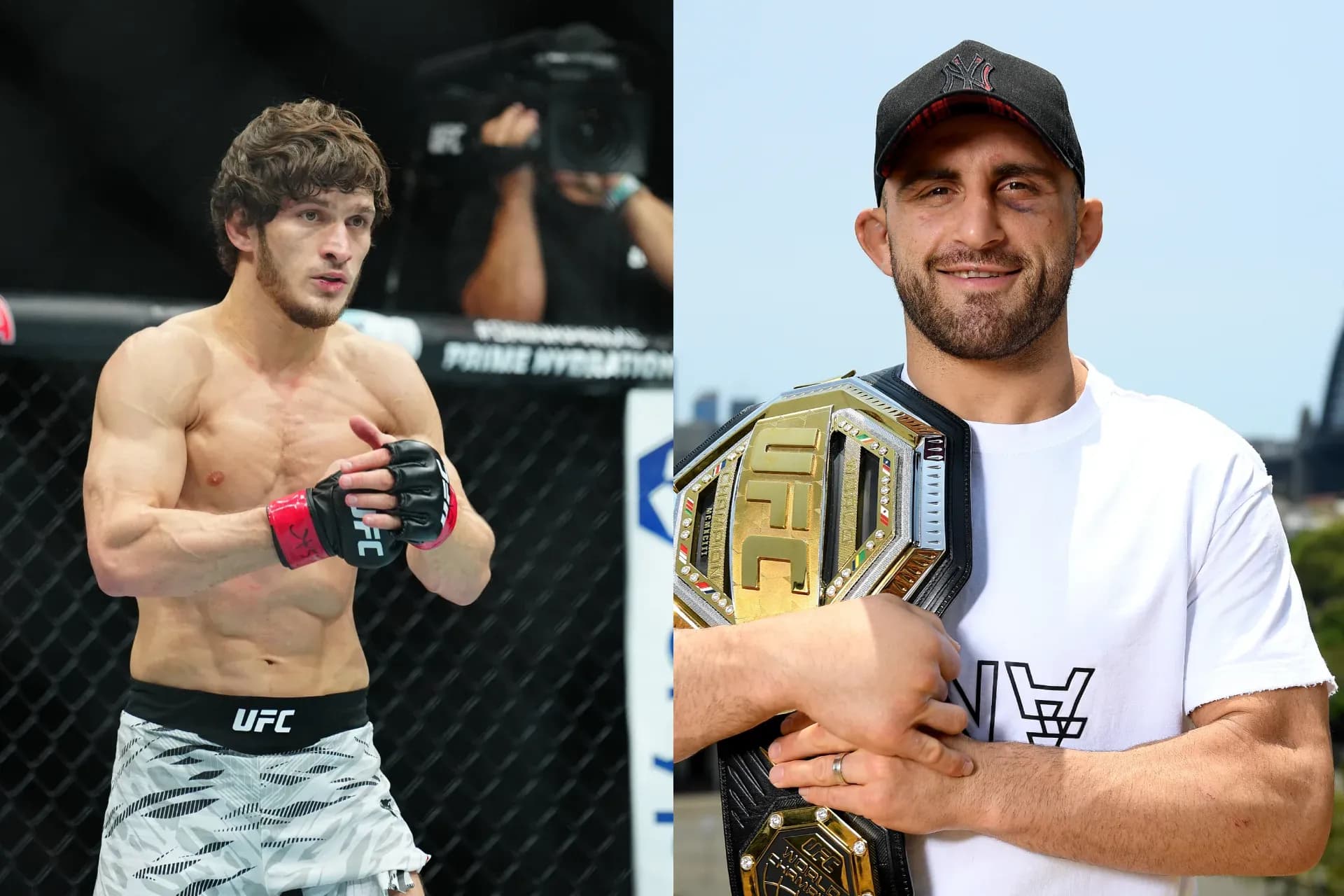 Movsar Evloev and Alexander Volkanovski.