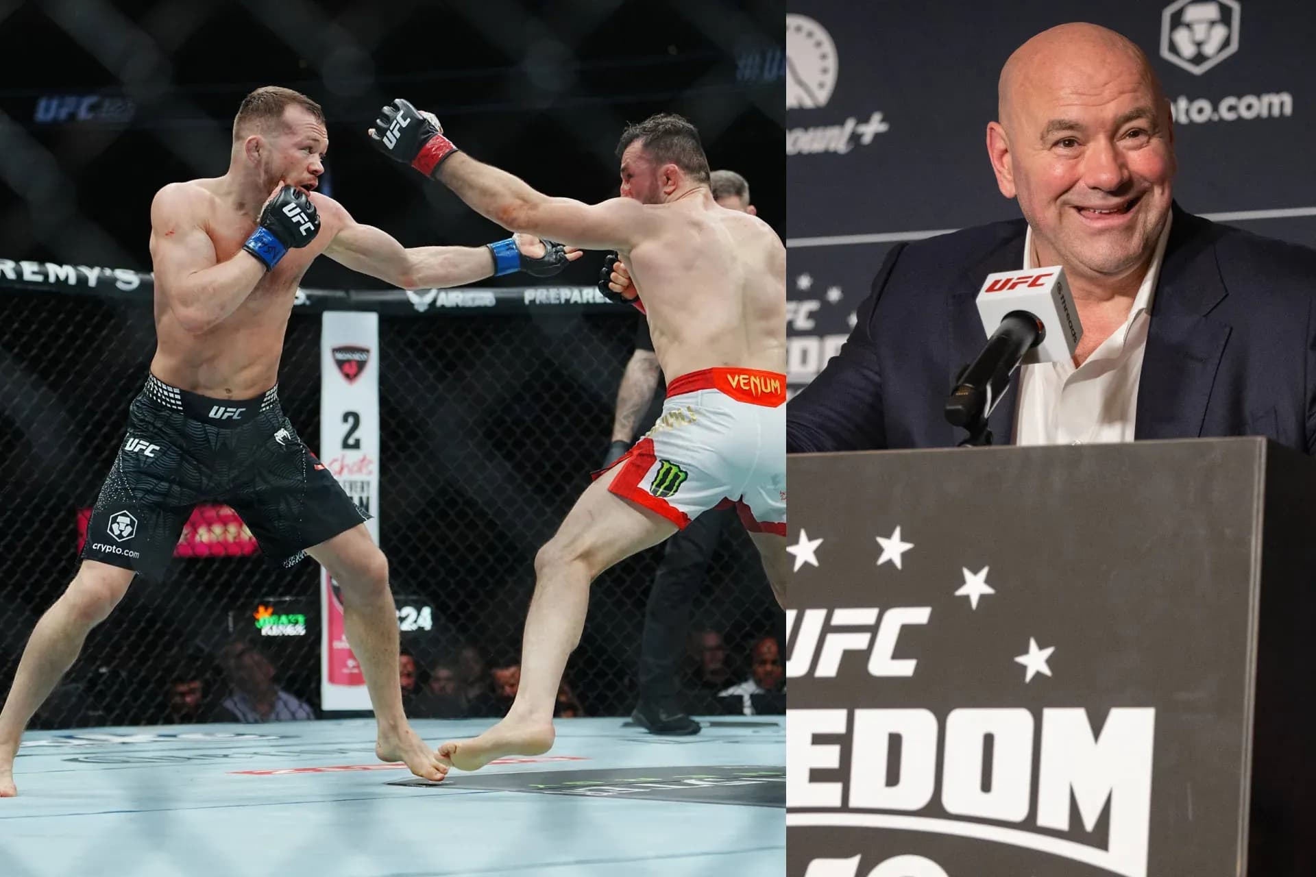 Petr Yan, Merab Dvalishvili and Dana White
