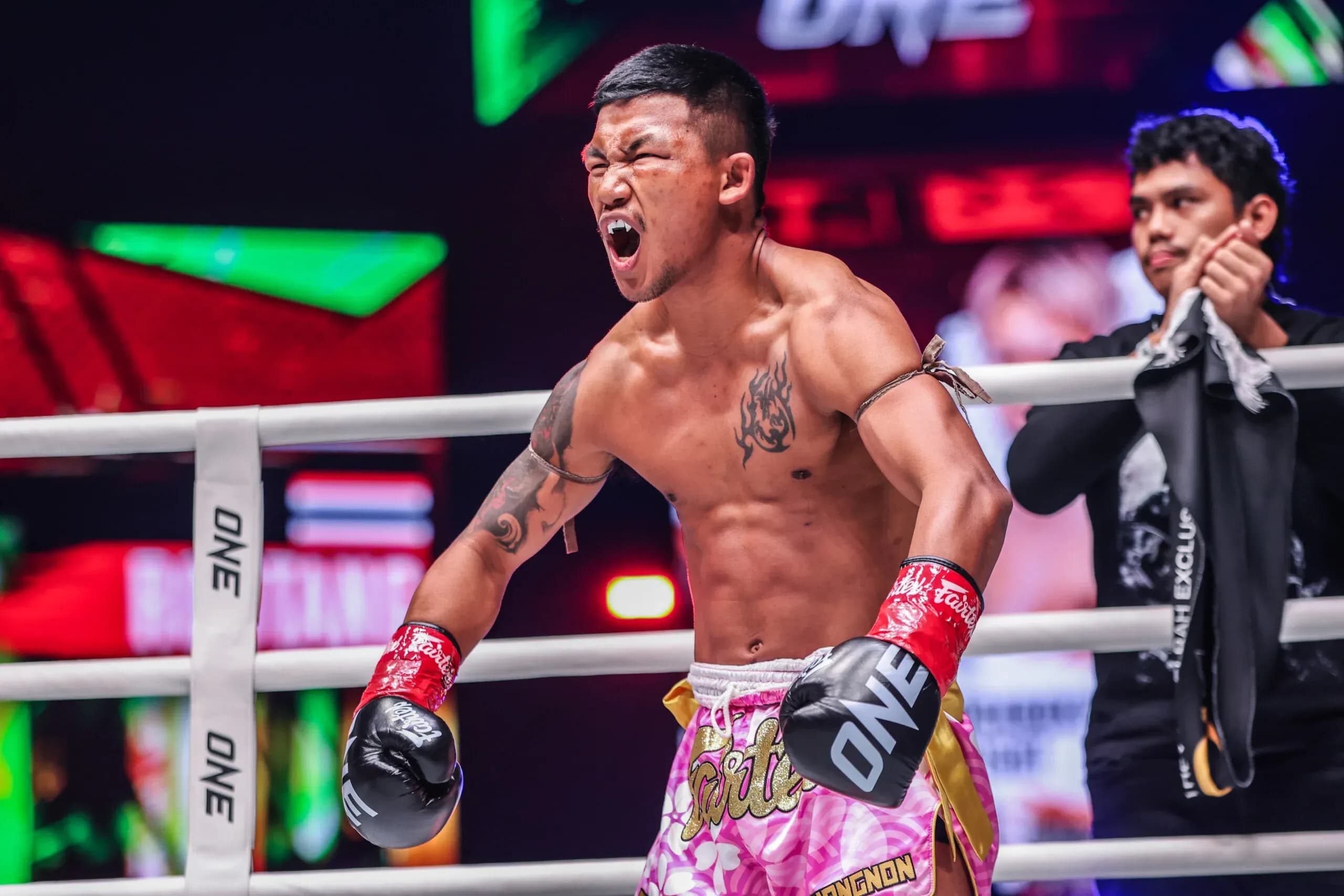 Muay Thai superstar Rodtang Jitmuangnon poses in the ring
