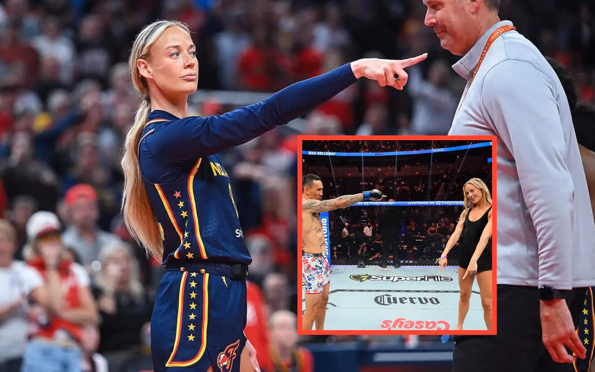 Sophie Cunningham and Max Holloway posed at UFC 329