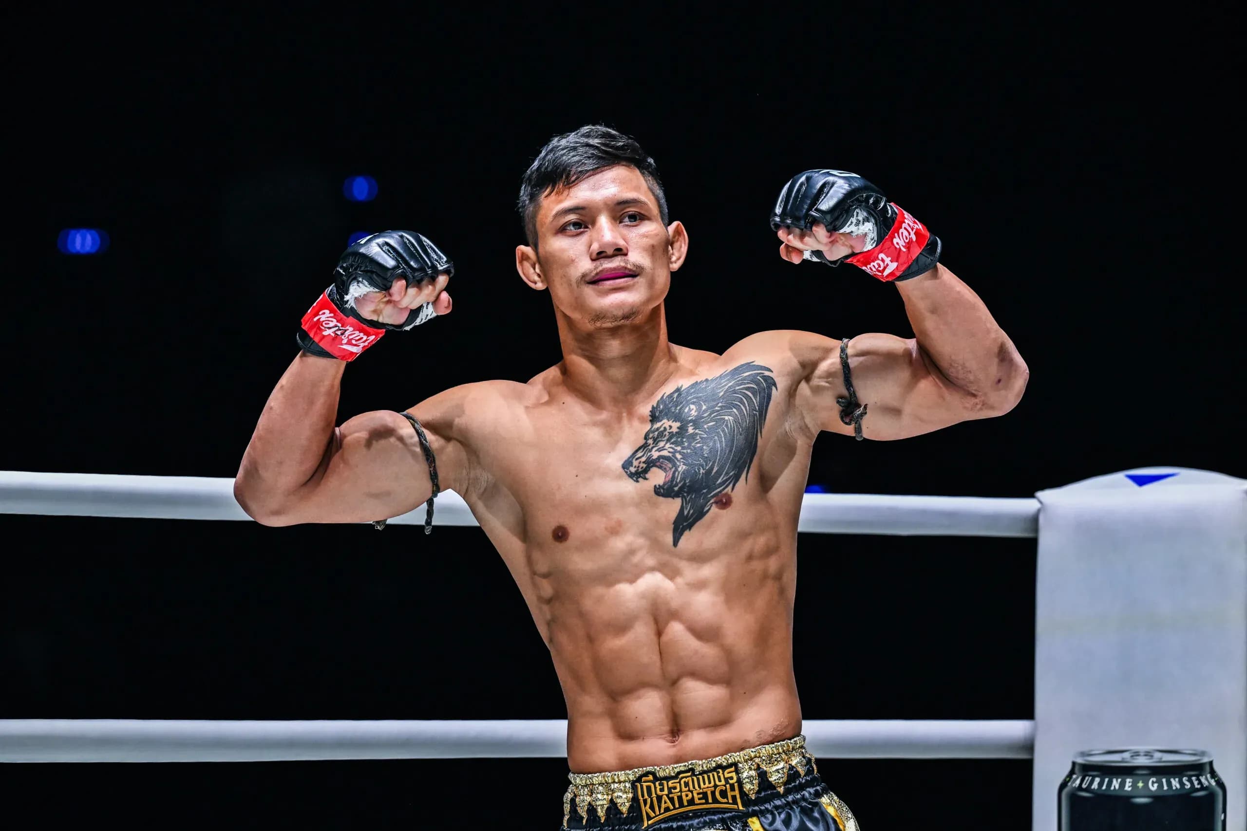 Muay Thai star Suablack Tor Pran49 flexes