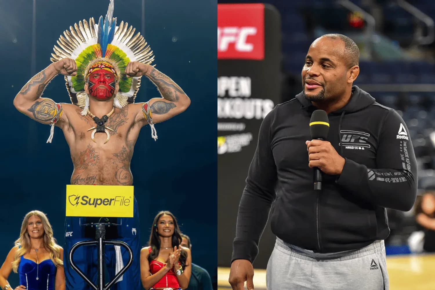 Alex Pereira (left) and Daniel Cormier (right)