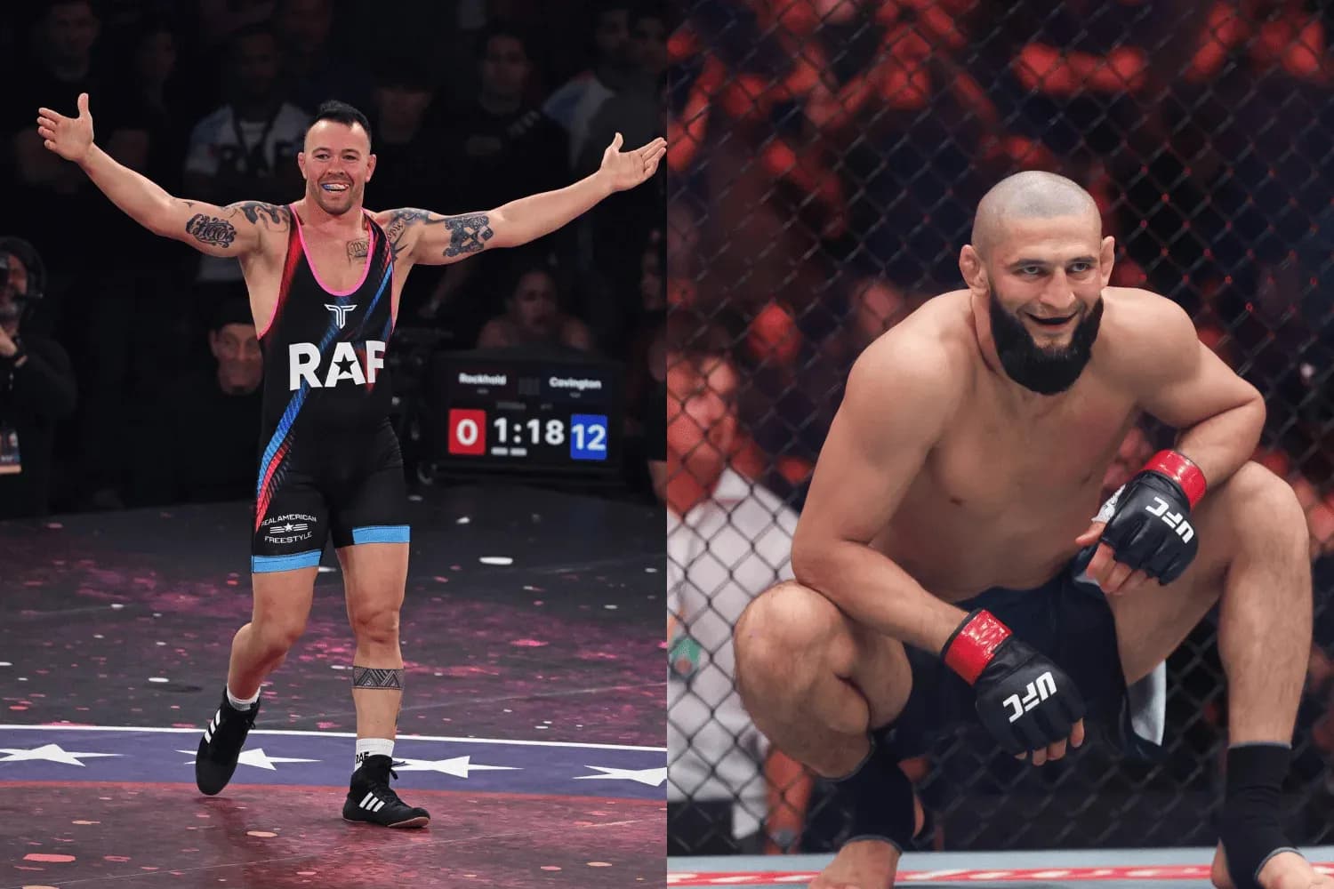 Colby Covington (left) and Khamzat Chimaev (right)