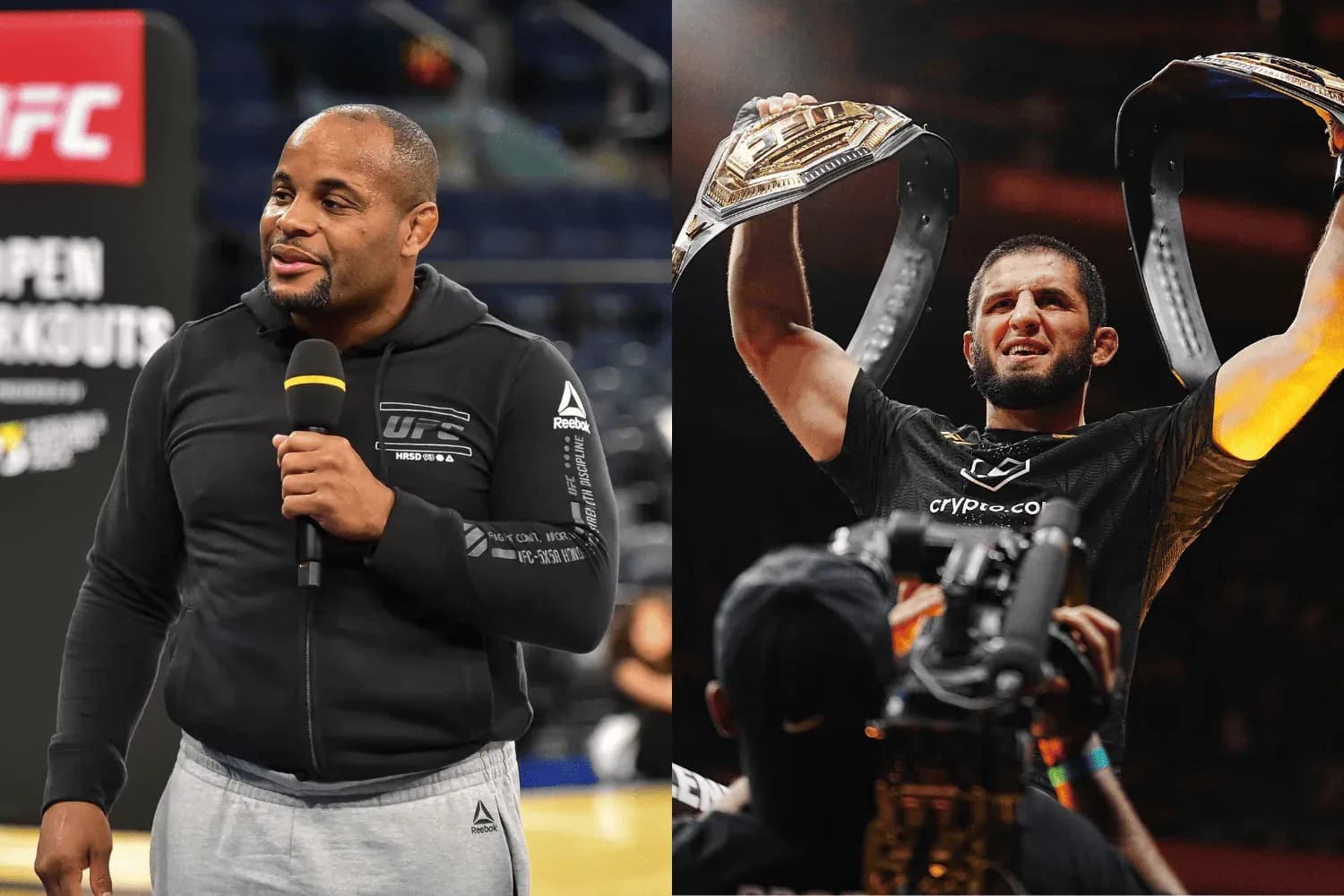 Daniel Cormier (left) and Islam Makhachev (right)