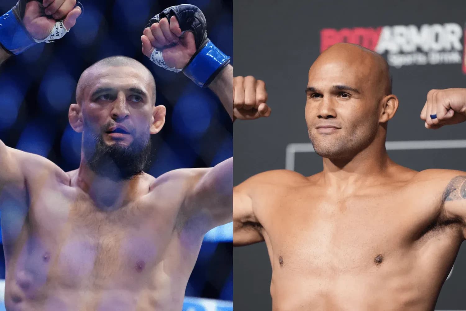 Khamzat Chimaev (left) and Robbie Lawler (right)
