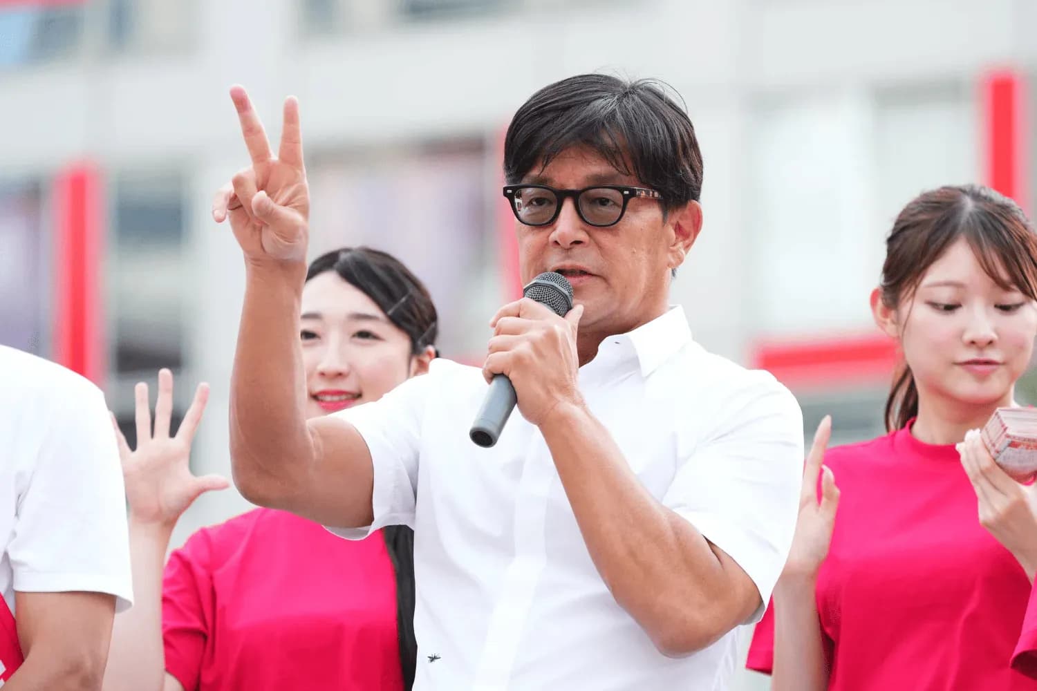 RIZIN CEO Nobuyuki Sakakibara attends his election campaign in support of Japan Innovation Party