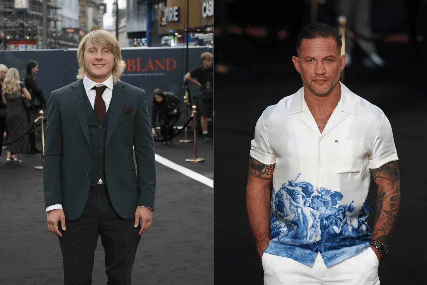 Paddy Pimblett (left) and Tom Hardy (right)