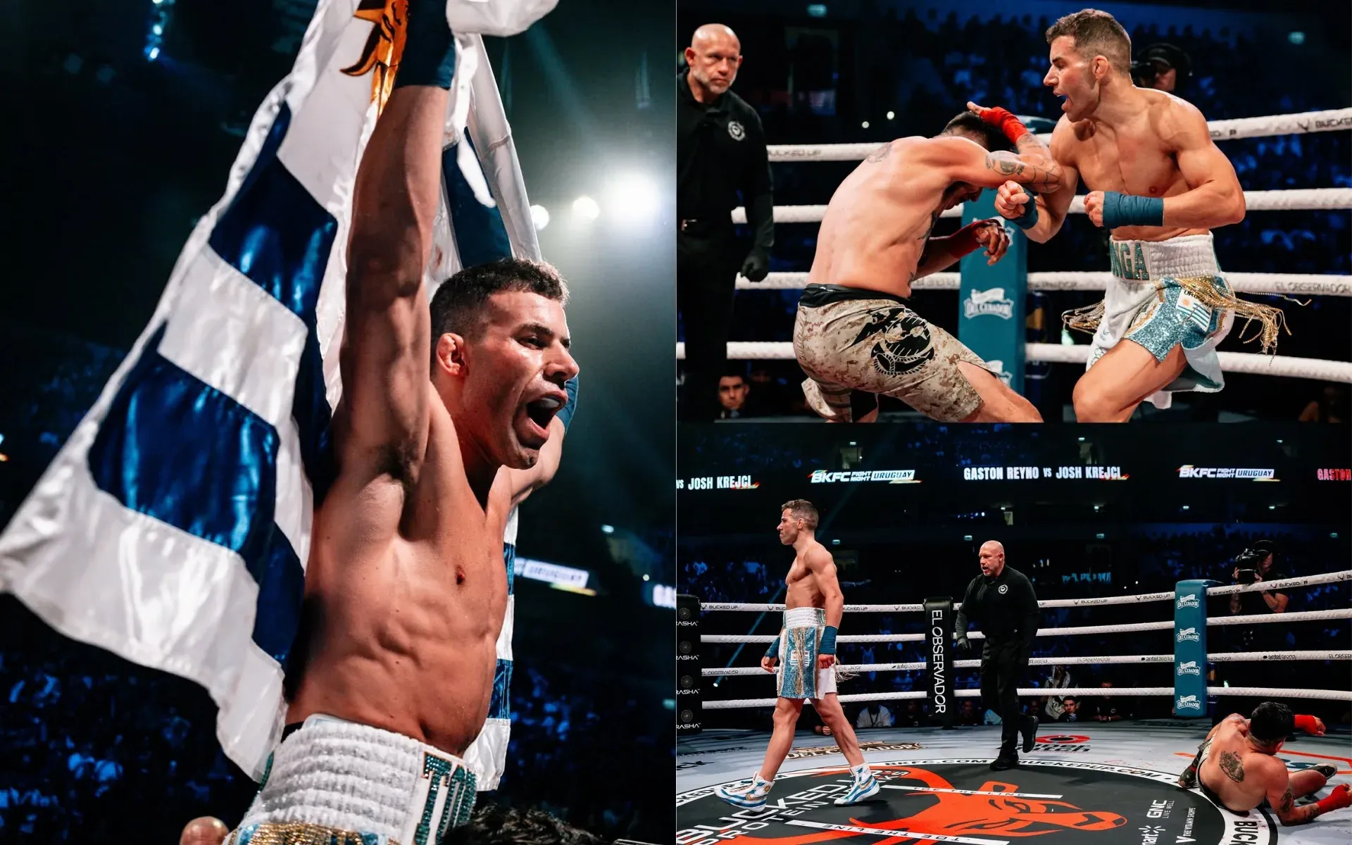 BKFC Uruguay headliner Gaston Reyno meets Uruguay president Yamandu Orsi before bare-knuckle boxing TKO win