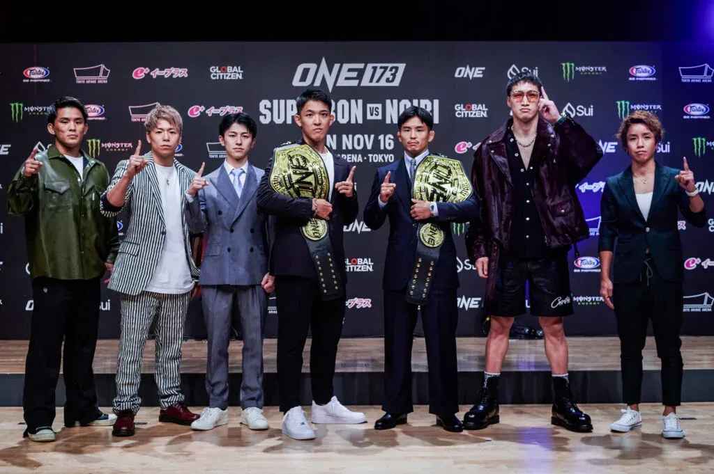 Fighters stand at the ONE 173 Japanese Press Conference