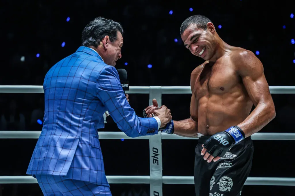 Mitch Chilson congratulates Tye Ruotolo following his MMA debut