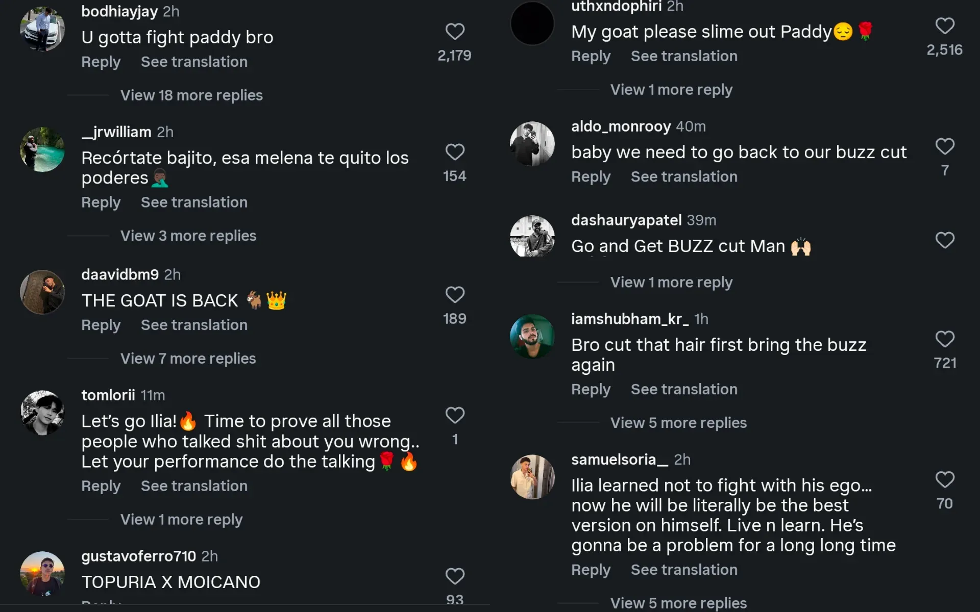 Fan reacts to Ilia Topuria's latest training pictures