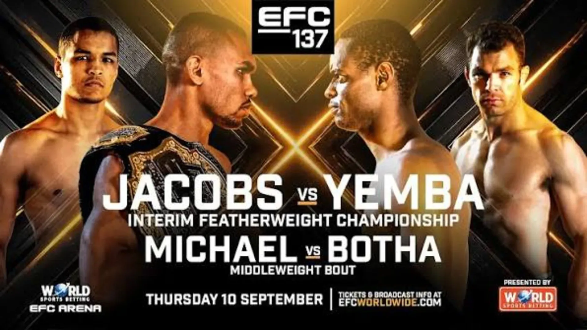 EFC 137: Jacobs vs. Yemba – Date, Time, Location, Fight Card and How to Watch
